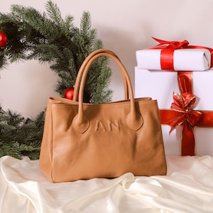 Leather Handbag Personalized Christmas Gift for her, Office Bag, Leather Tote Bag, Leather Shoulder Bag, Leather Purse, Office Purse