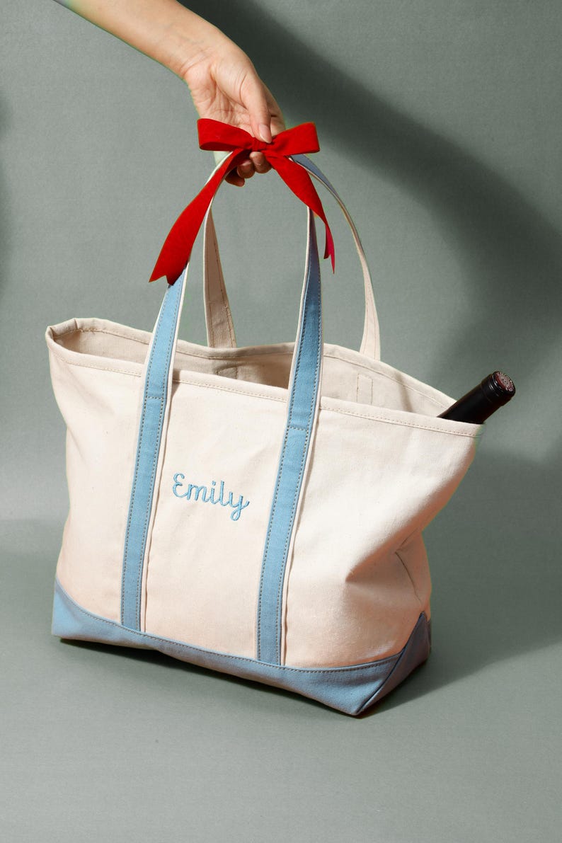 Custom Boat Tote Bag - Canvas Tote Bag - Custom Text Tote - Gift for Her - Bachelorette Gift - School Bag - Embroidery -Personalized Gift image 8