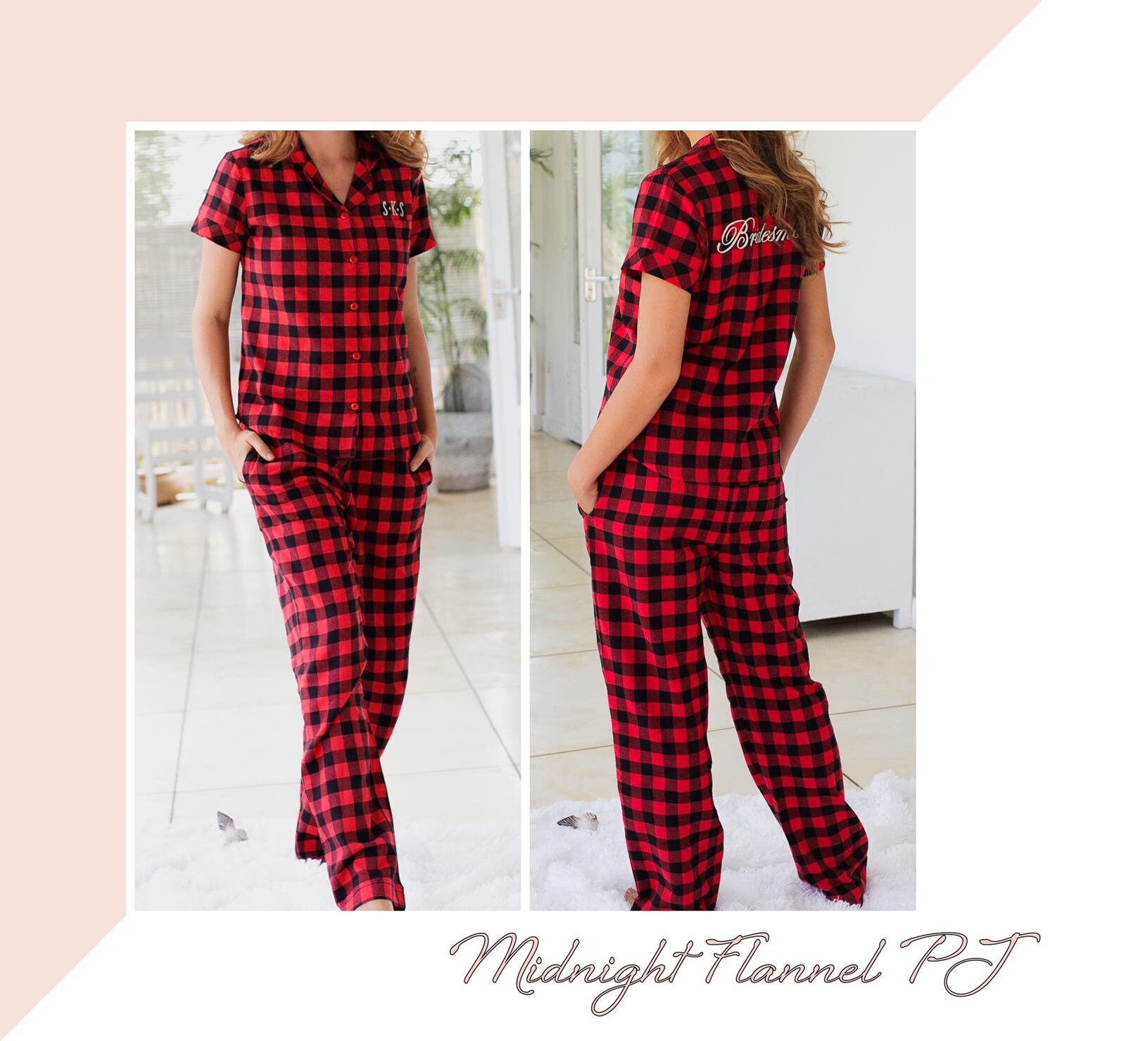 Bridesmaid Pajamas Flannel Matching Pajamas Bridesmaid Gift Bridal Party Gifts Plaid Pajamas Christmas Bridesmaid Bridesmaid Flannels