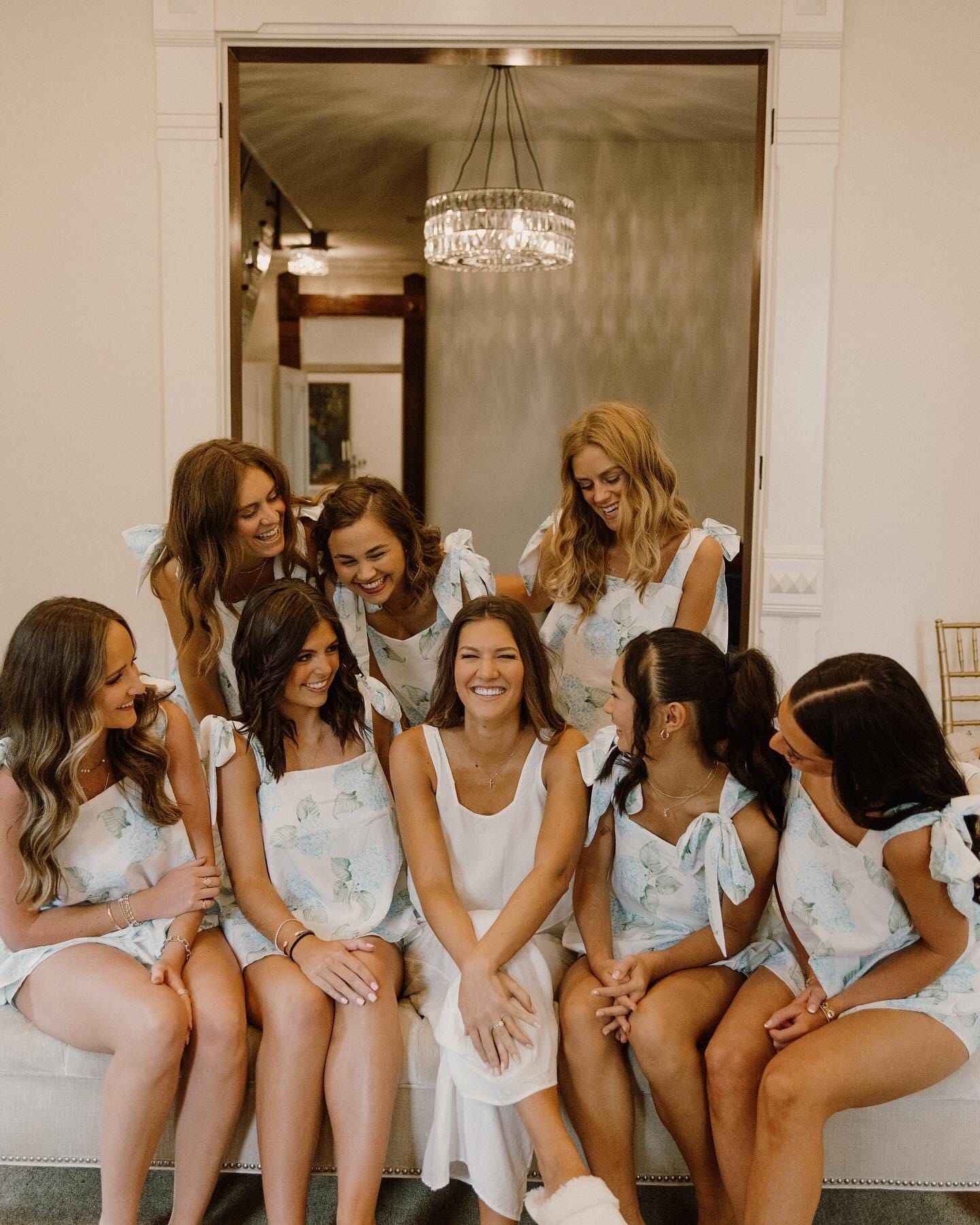 Hydrangea Floral Bridesmaid Pajamas Something Blue Bachelorette Party Theme PJs Bridesmaid Proposal Bridesmaid Getting Ready Outfit