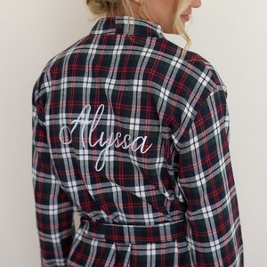Plaid Bridesmaid Robes Flannel Christmas Personalized Robe for Bridesmaid Proposal Bridesmaid Gift Winter Wedding Getting Ready Outfits image 10