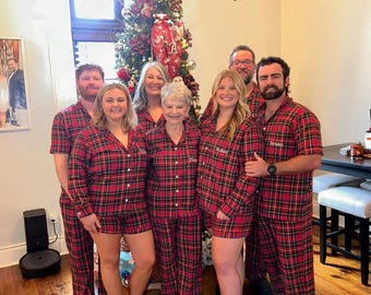 Personalized Christmas Flannel Pajamas | Matching Plaid PJs