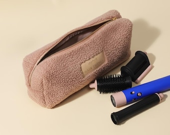 Sherpa Hair Tool Bag Dyson Airwrap/Airstrait Bag, Quilted Organizer Bag, Cotton Travel Bag, Women Bag, Cute Gift For Friend