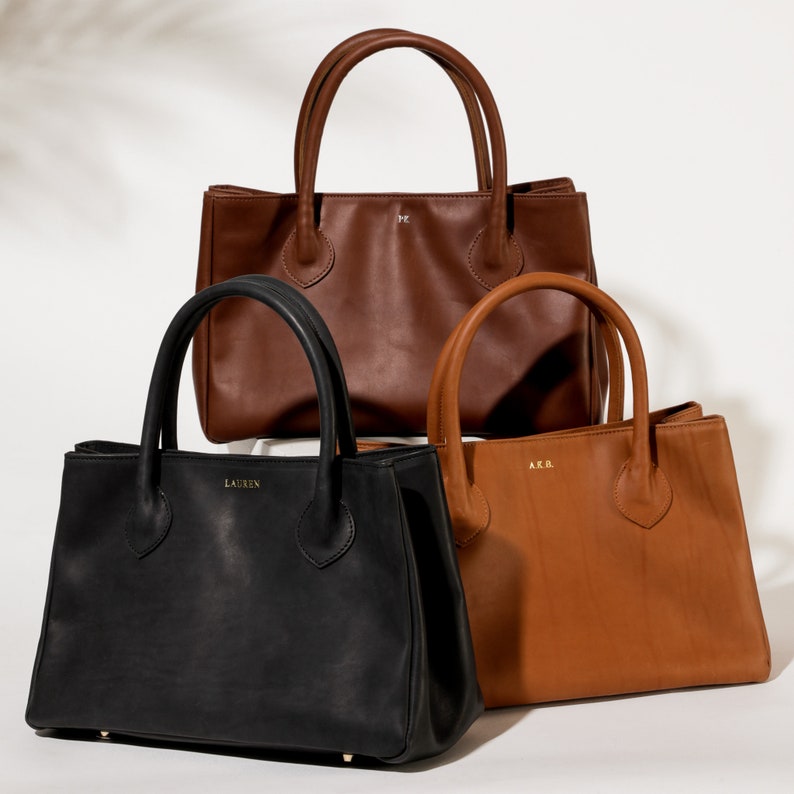 Leather Handbag Personalized Christmas Gift for her, Office Bag, Leather Tote Bag, Leather Shoulder Bag, Leather Purse, Office Purse image 9