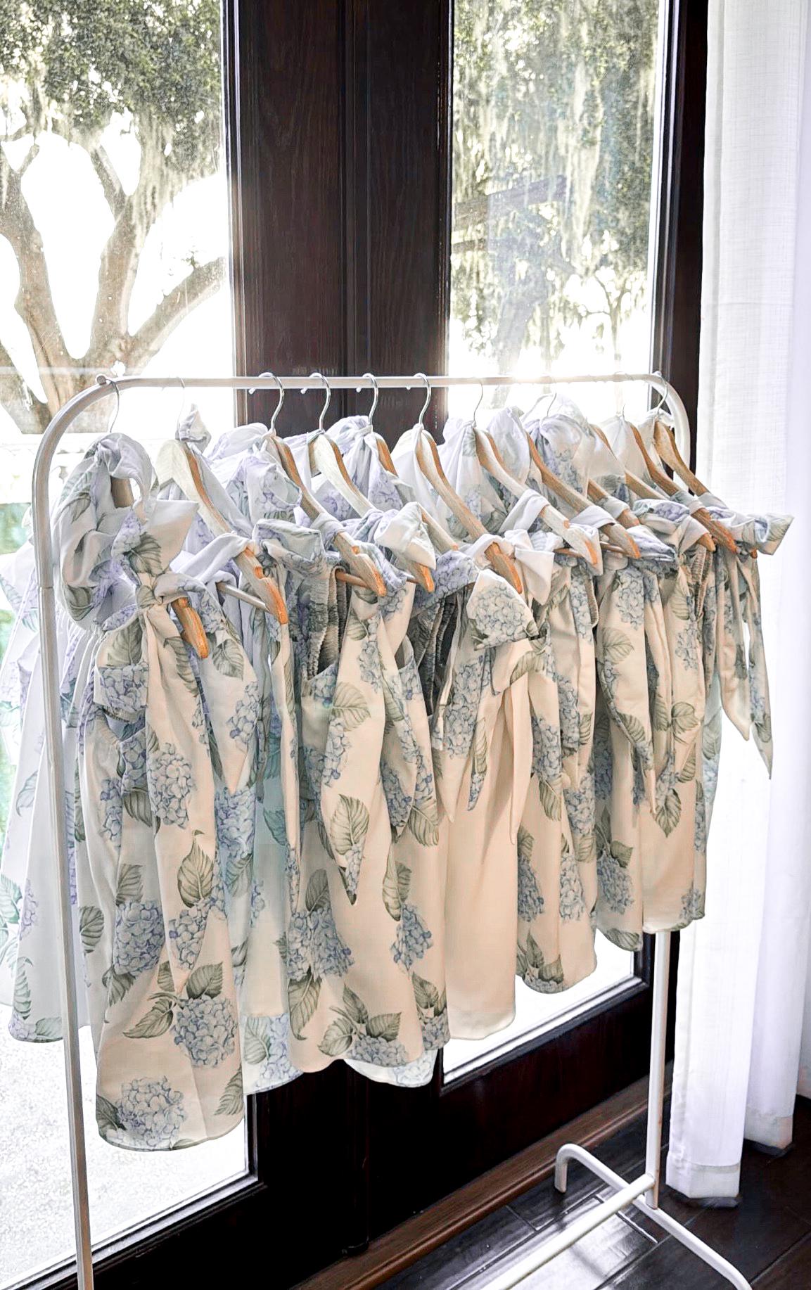 Hydrangea Floral Bridesmaid Pajamas Something Blue Bachelorette Party Theme PJs Bridesmaid Proposal Bridesmaid Getting Ready Outfit
