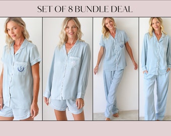 Set of 8 Bridesmaid Shirt Bridesmaid Proposal | Bridesmaid PJ Set | Bridesmaid Gifts | Silk Pajamas | Bridal PJs | Set of Bridesmaid Robes