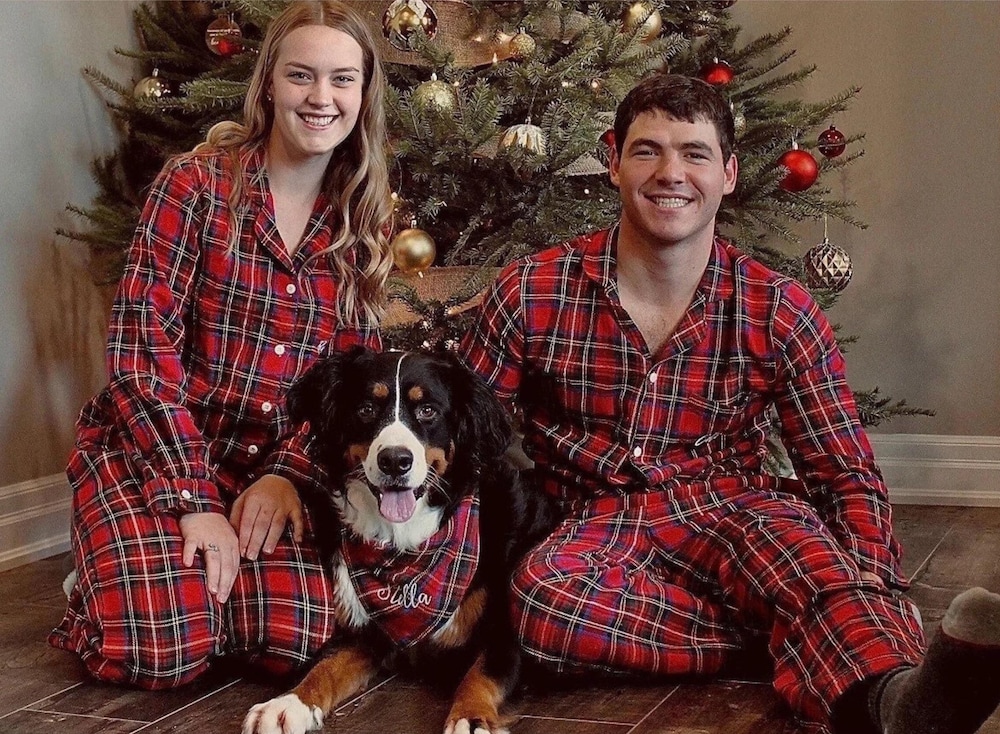 Matching Family Pjs Christmas Pajamas, Family Matching Plaid Buffalo Christmas Pajamas Set, Customized Pajamas, Personalized Pjs Monogram Pajamas