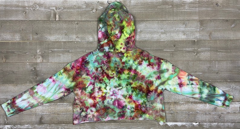 Tie Dye Pullover Women/'s Large Hoodie -Cropped Tie Dye Sweatshirt Tie Dye Lightweight Cropped Hooded Sweatshirt