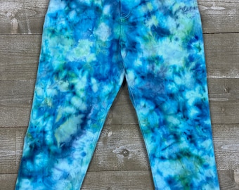 Ice Dye-jeans: blauwe tie-dye, maat 10/30
