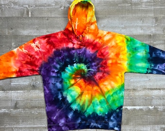 Ice-dyed sweater met capuchon - middelzwaar - volwassenen, uniseks maten