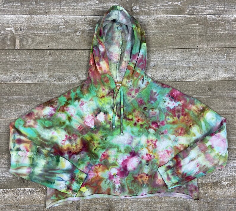 Tie Dye Pullover Women/'s Large Hoodie -Cropped Tie Dye Sweatshirt Tie Dye Lightweight Cropped Hooded Sweatshirt