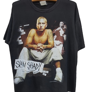 Rare! Vintage 00s Eminem Rap Tee Slim Shady Bootleg Size XL Hip Hop American Rapper