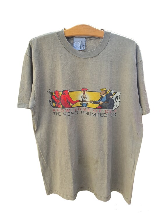 Buy Rare! Vintage 90s ECHO Unlimited Knowledge of Delf Tshirt Made 