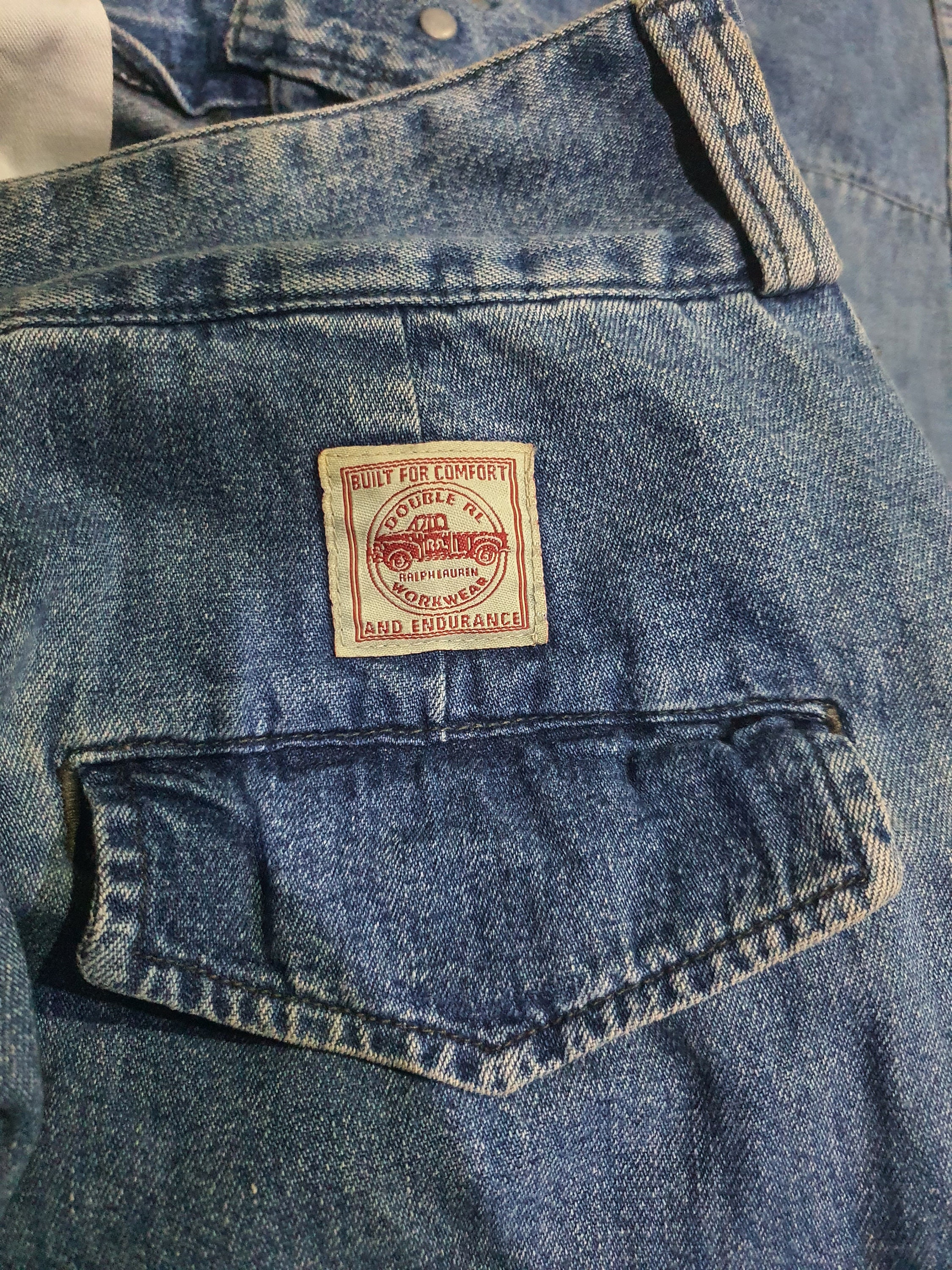 Vintage 90s RRL Ralph Lauren Indigo Denim Cargo Pants Double Vintage 90s RRL Ralph Lauren Indigo Denim Cargo Pants Double