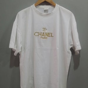 Vintage Bootleg Chanel Paris T Shirt Embroidery Size XL 