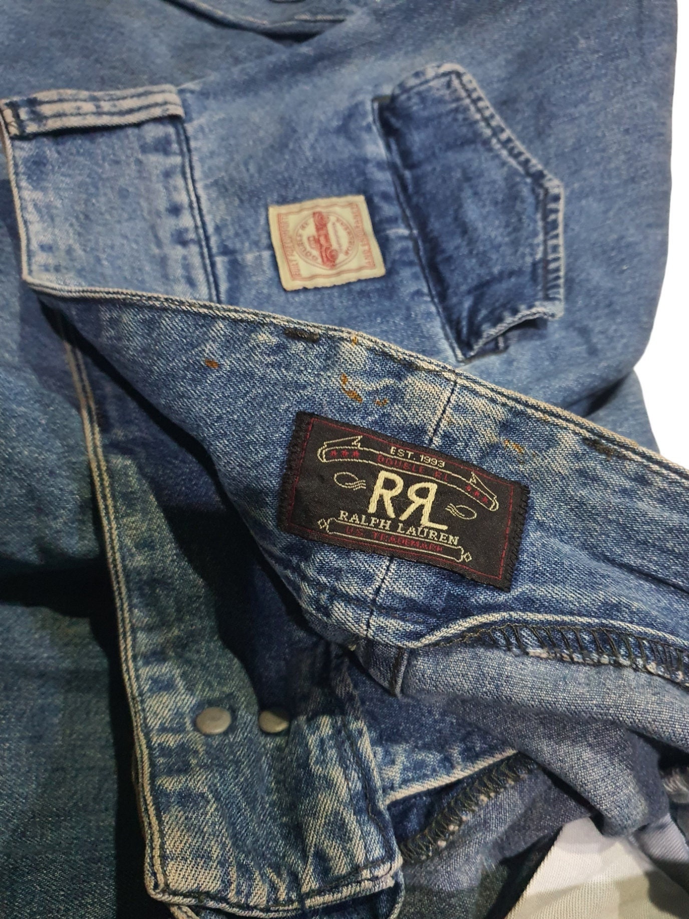 Vintage 90s RRL Ralph Lauren Indigo Denim Cargo Pants Double Vintage 90s RRL Ralph Lauren Indigo Denim Cargo Pants Double