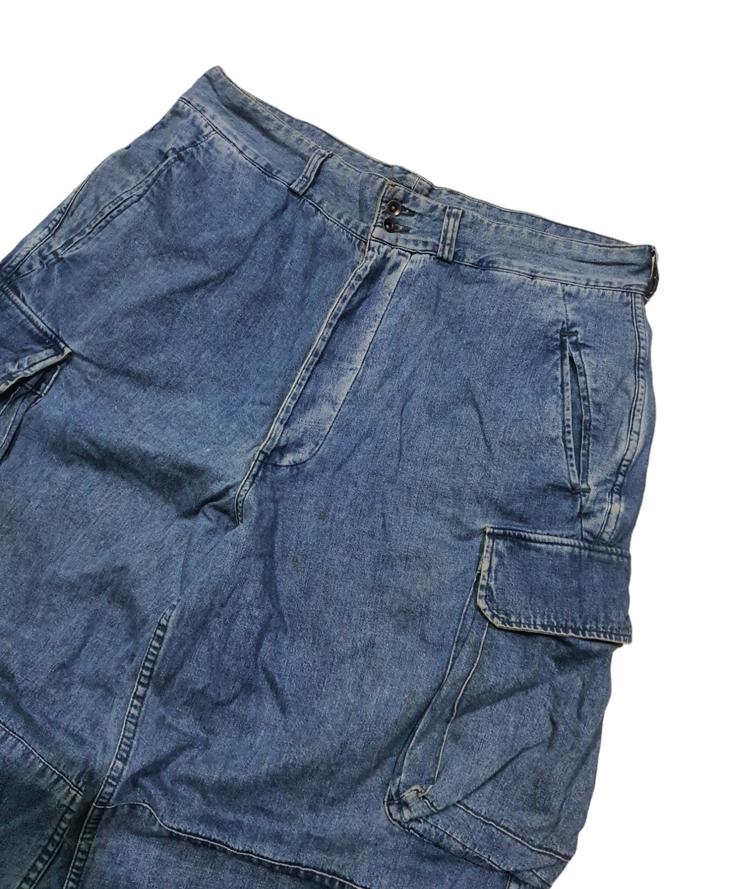 Vintage 90s RRL Ralph Lauren Indigo Denim Cargo Pants Double