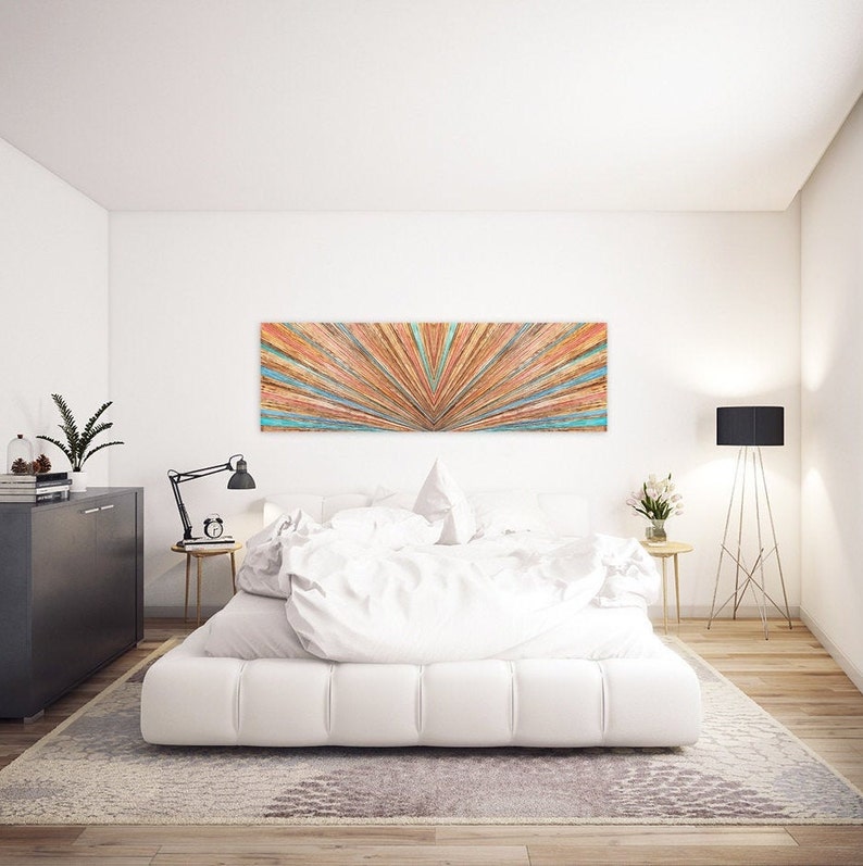 Sunlight Wood Wall Art Above Bed Decor Reclaimed Wood Etsy