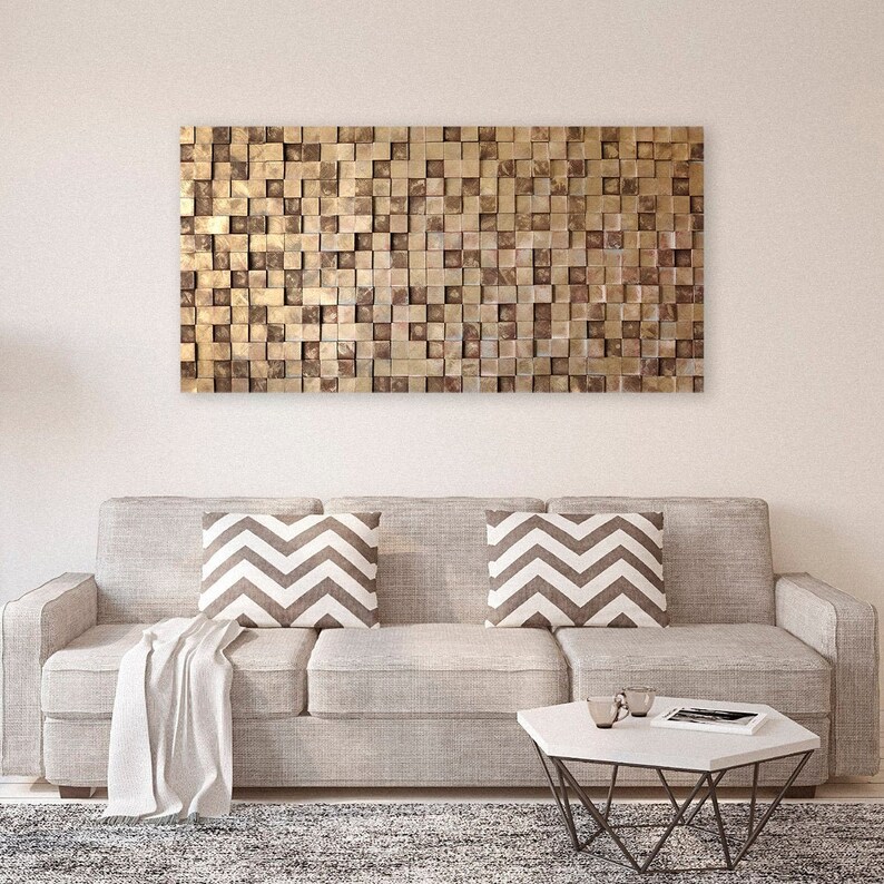 Wood wall art mid century modern Large wall art Reclaimed Etsy