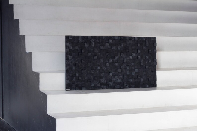 Wood wall art Dark night Black Abstract Wall Etsy