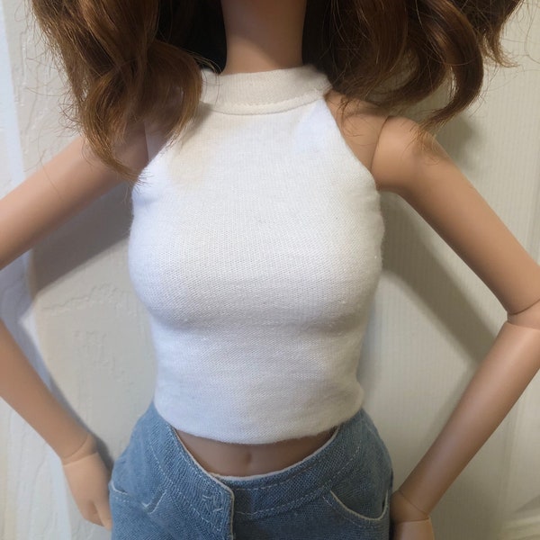 Classic Smart Doll High Neck Crop Tank Top-Classic Smart Doll Clothing