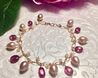 Pulseira de safiras e pérolas japonesas