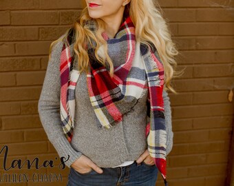 Plaid Blanket Scarf, Oversized Blanket Scarf, Women's Scarf, Tartan Scarf, Plaid Scarf, Gift for her
