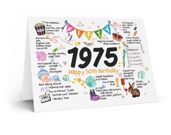 50th birthday card | Fiftieth birthday | 1975 | Wife, partner, friend, husband, year of birth