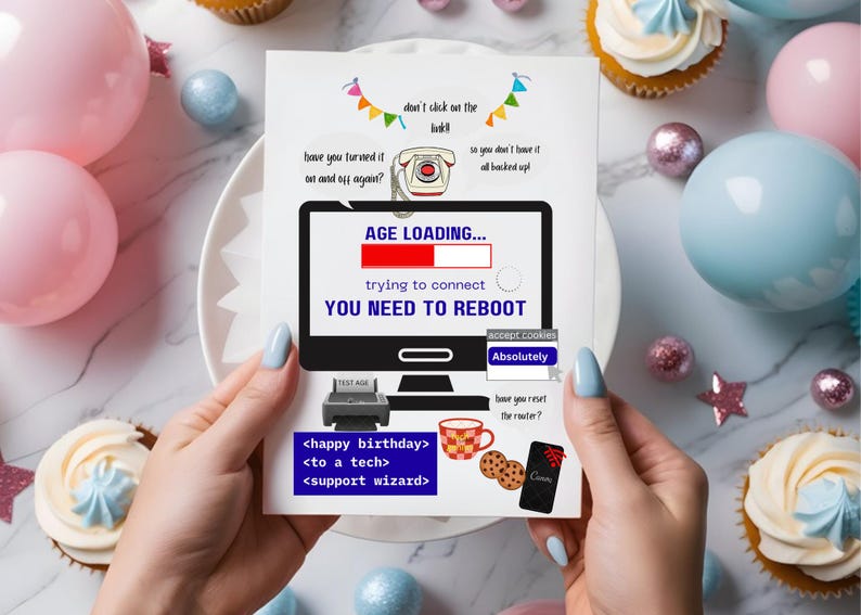 Computer IT Birthday Card | Tech Phone Support | Funny Computer ...