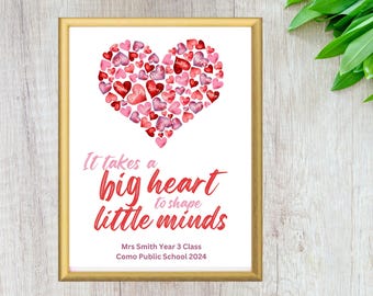 Custom teacher heart printable | End of year gift | Personalised Teacher gift