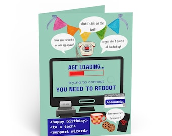 Computer IT Geburtstagskarte | Technischer Support | Lustige Computer Geburtstagskarte | Karte für Ihn | Teenager Geburtstag