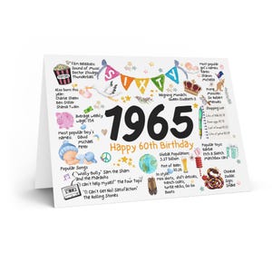 60th birthday card | Free postage | Sixtieth birthday | 1965 | Wife, partner, friend, husband, year of birth