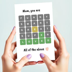 Mothers Day Card | Mum Birthday | Mom Birthday | Wordle Birthday | Mum