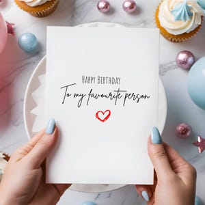 Carte d'anniversaire de personne préférée | Carte de joyeux anniversaire pour petit ami, petite amie, mari, femme | Carte d'anniversaire romantique | Carte de fiancé
