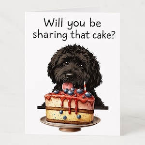 犬好きの方への誕生日カード | おもしろいラブラドールの誕生日ケーキカード | ペット好きのお祝いや特別な瞬間にぴったりのカード