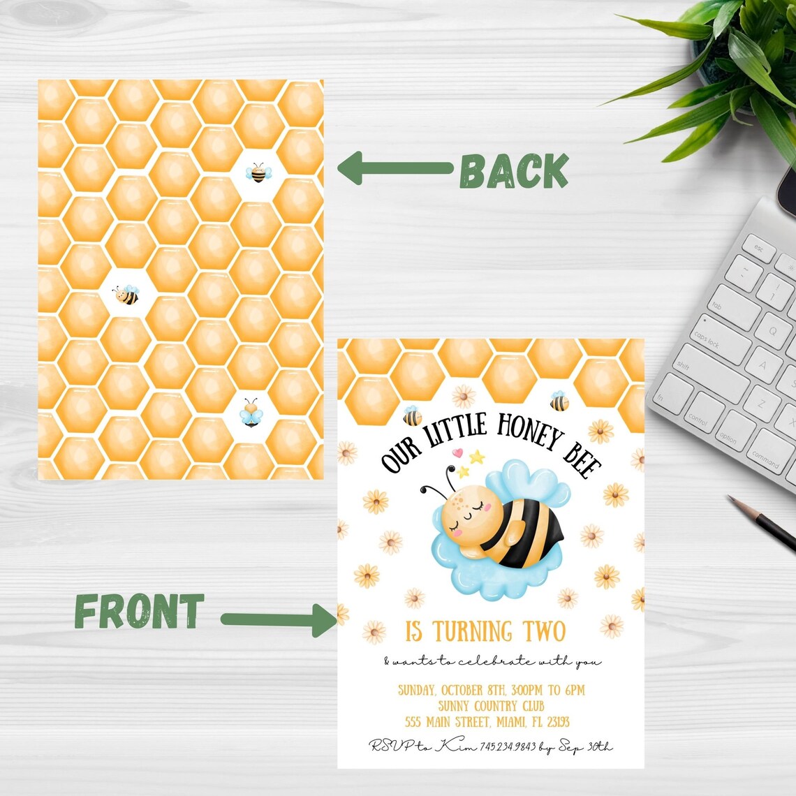 Bee Birthday Invitation Bumble Bee Invitation Template Honey | Etsy