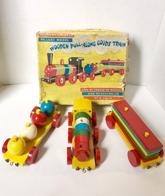 vintage wooden train set