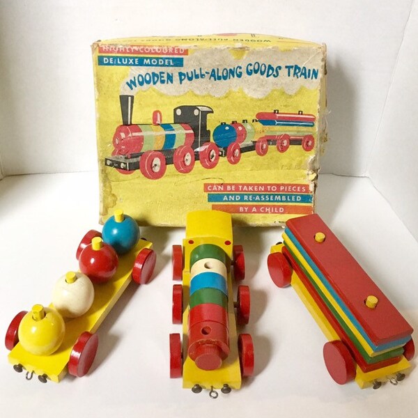 antique wooden train set