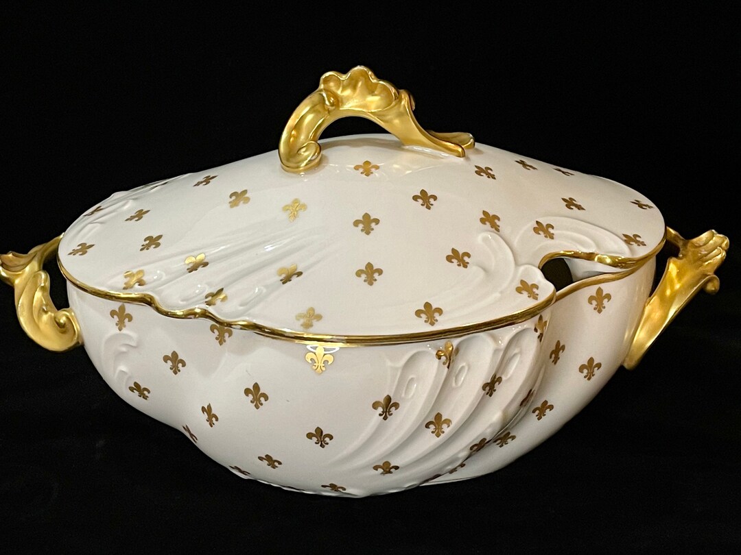 Vintage Limoges Pouyat White and Gold Fleur Dis Lis Porcelain Etsy