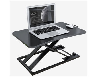 Ergonomic Black Adjustable Height Sit Stand Converter Monitor Riser #21028