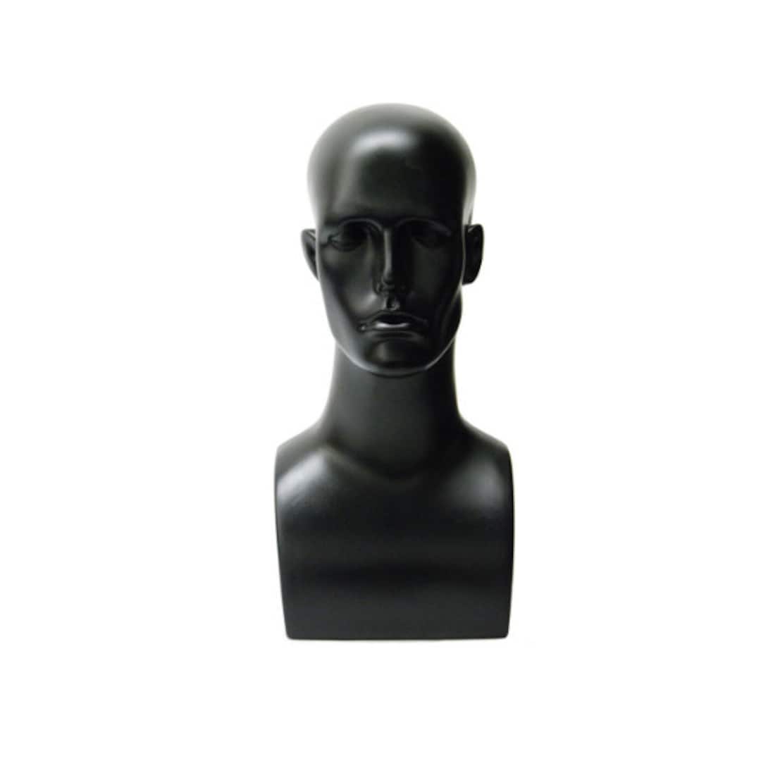 Plastic Black Adult Men's Mannequin Display Head With Facial Features and  Ears 2 Pack ERABLACK 
