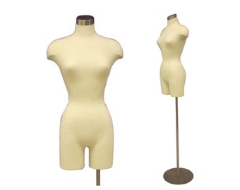 Female Adult Dress Form Mannequin Pinnable Off White Torso with Shoulders and Thighs #F2/6WLG