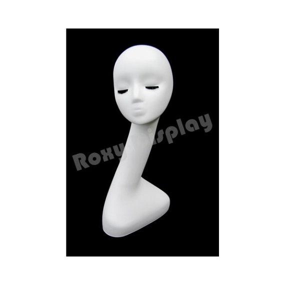 Abstract Glossy White Female Head Mannequin For Necklace Display