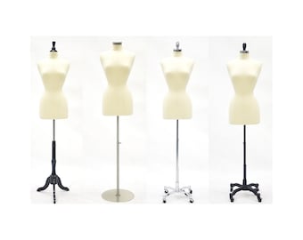 Adult Female Off White Pure Linen Pinnable Dress Form Mannequin Torso with Base #F2468L