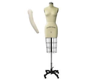 Adult Female Half Body Professional Tailoring Dress Form Pinnable Linen Mannequin with Right Arm and Padding Kit #601-HALF