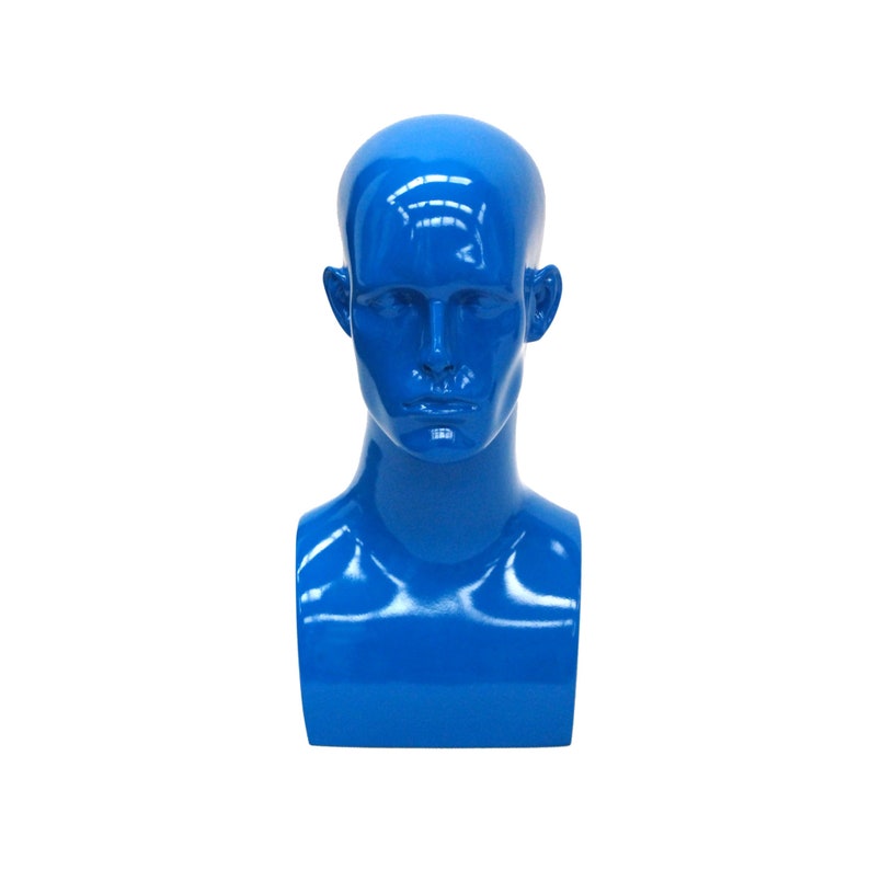 Glossy Blue shops Adult Male Fiberglass Mannequin Display Head with Facial Features and Ears #ERABLUE