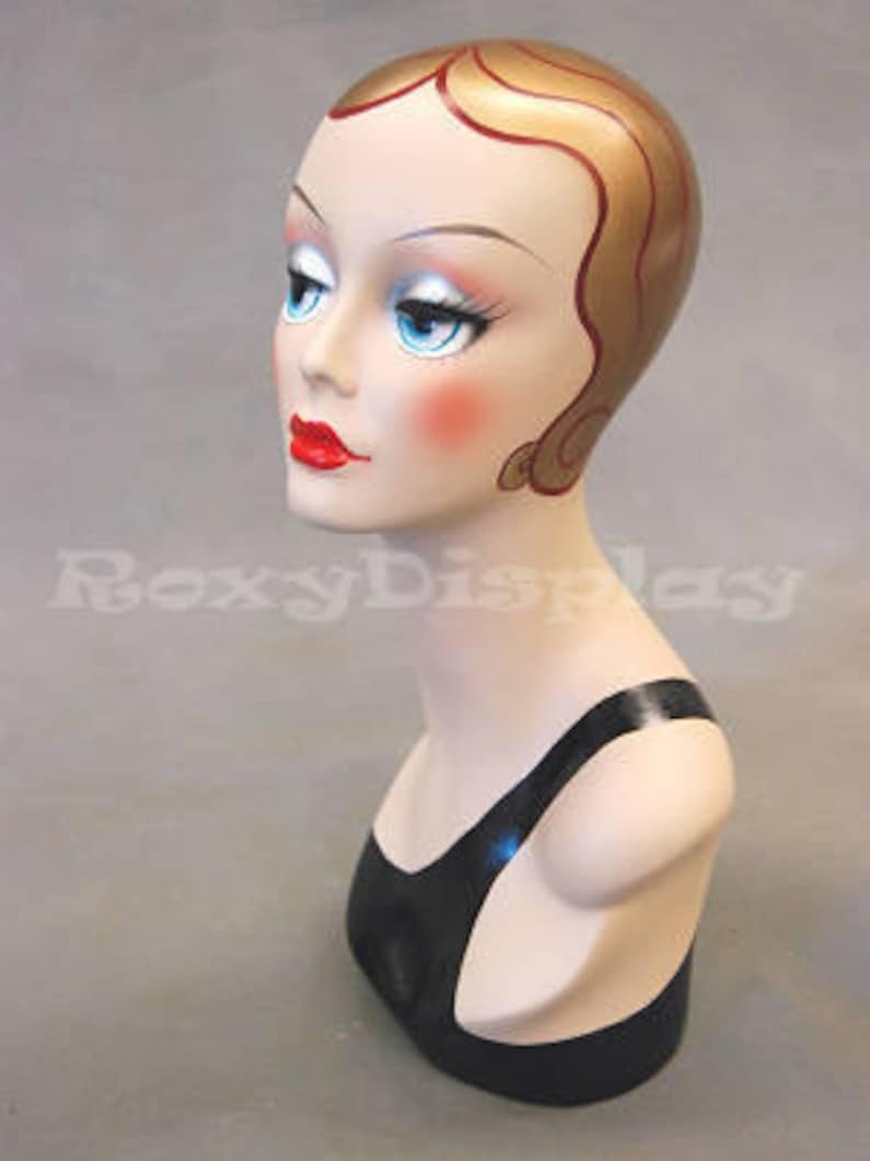 Female Vintage Fiberglass Artistic Costume Style Paint Face Mannequin Head 