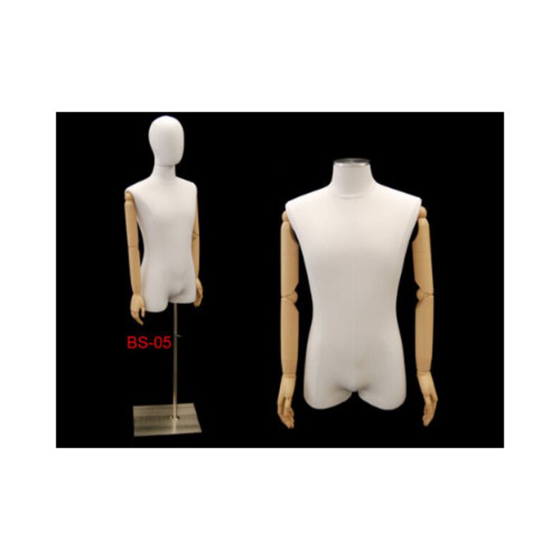 Base Included M1WLARM White Linen Male Dress Form Body Form Mannequin