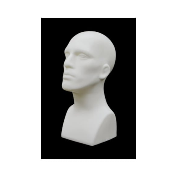 Plastic Tabletop White Male Adult Mens Mannequin Head Display 