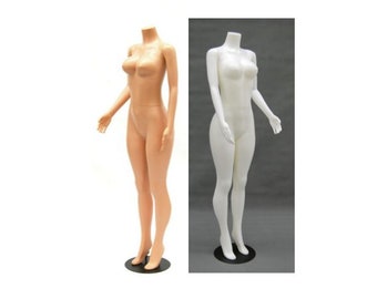 Plastic Brazilian Body Headless Female Adult Standing Mannequin with Base #957-04